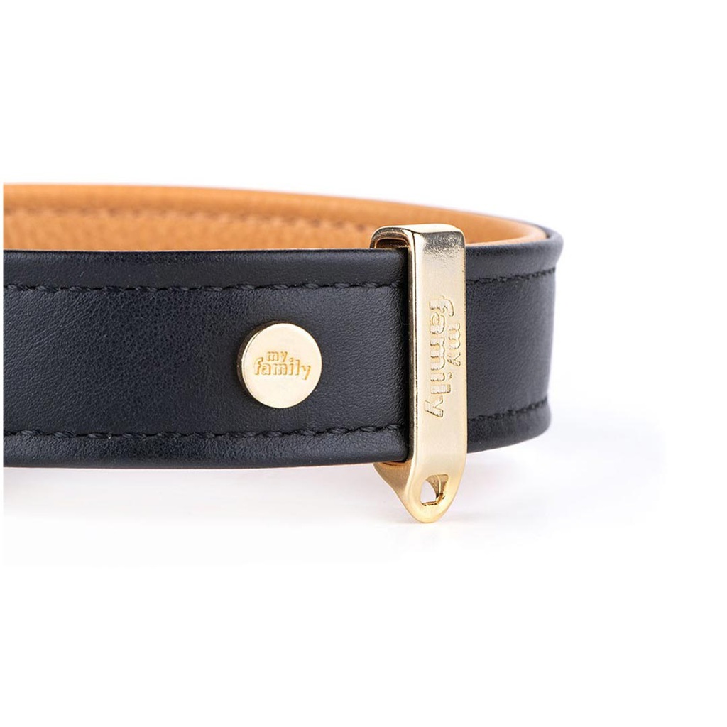 MY FAMILY HERMITAGE COLLAR LEATHER BLK &amp; OCHRE MED 35-41CM-3
