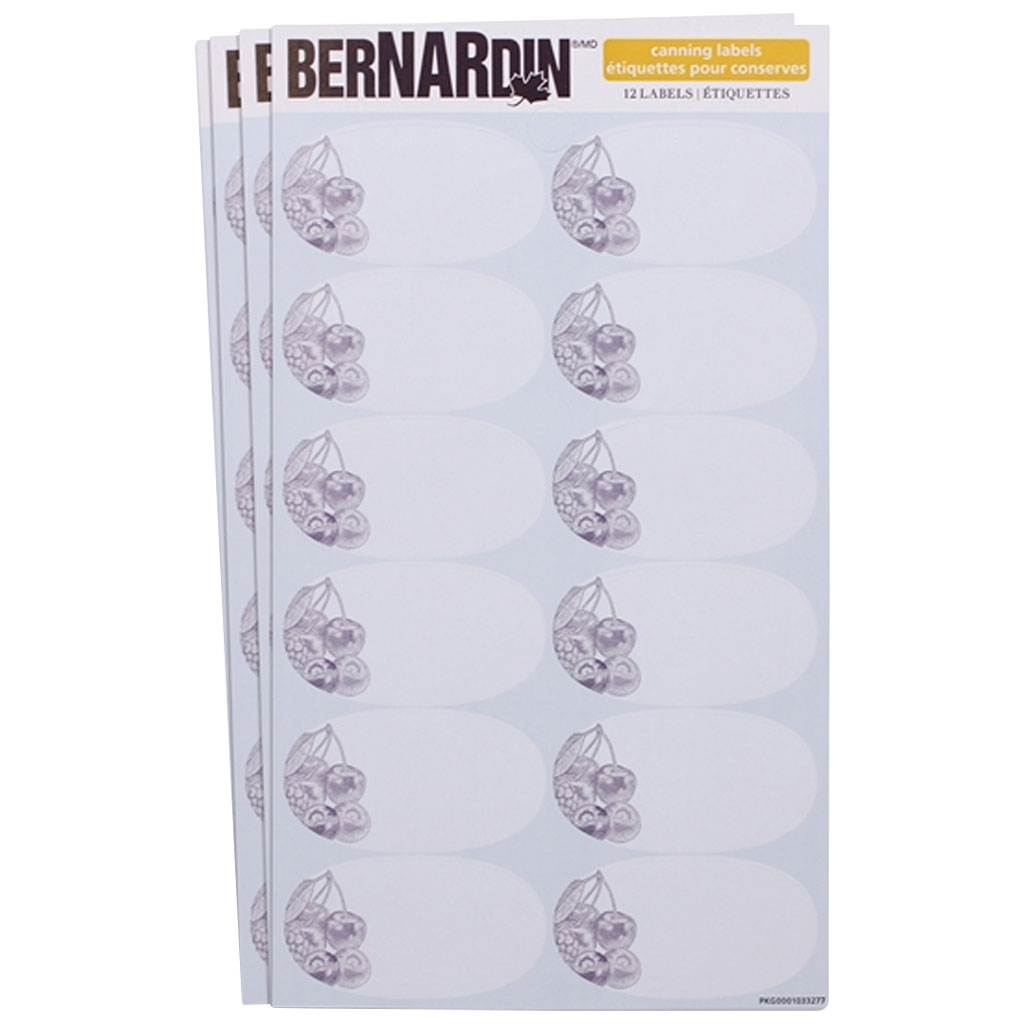 BERNARDIN CANNING LABELS WHITE (12 PER SHEET) 2-1/16&quot;L X 1-1/8&quot;W