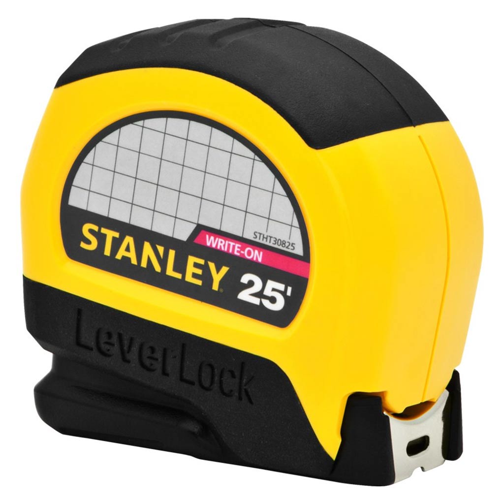 STANLEY MEASURING TAPE LEVERLOCK 25FT ABS CASE BLK/YELLOW STHT30825