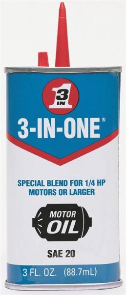 3-IN-ONE MOTOR OIL SAE20 BLEND FOR 1/4HP MOTORS 88.7mL