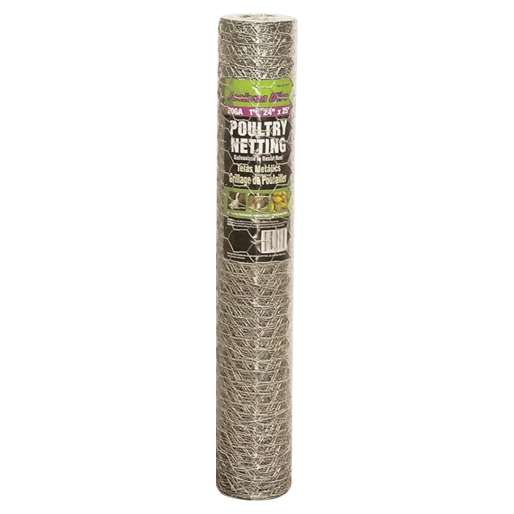 JACKSON WIRE POULTRY NETTING 20GA 50'LX24&quot;W, 2&quot; HEX MESH GALV.