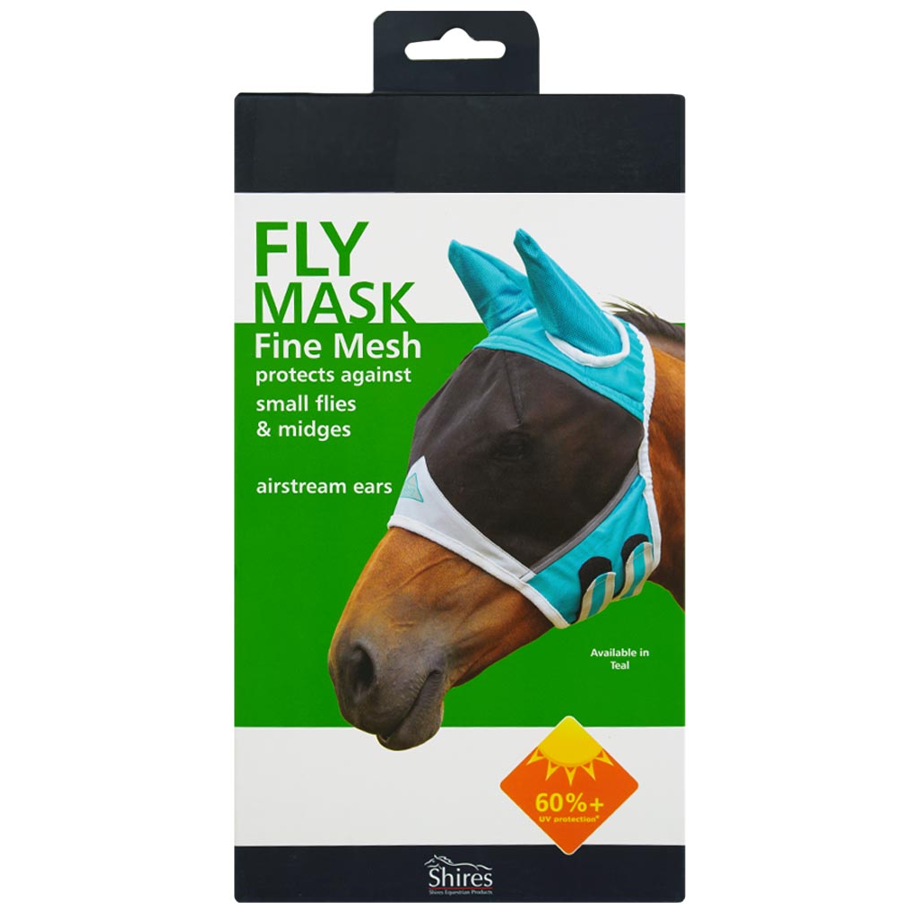 SHIRES FINE MESH FLY MASK W/ EARS TEAL PONY