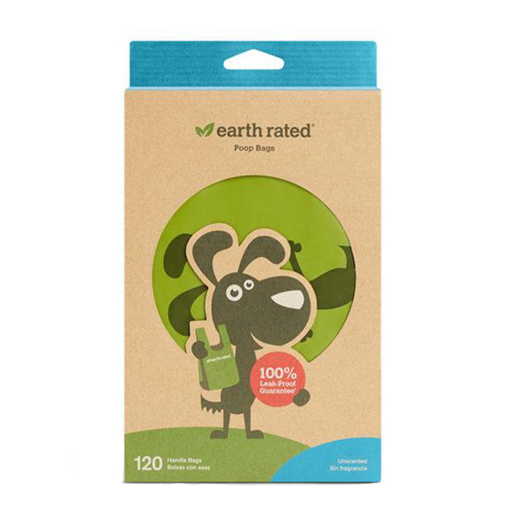 EARTH RATED  UNSCENTED POOP BAGS W/HANDLES 120CT