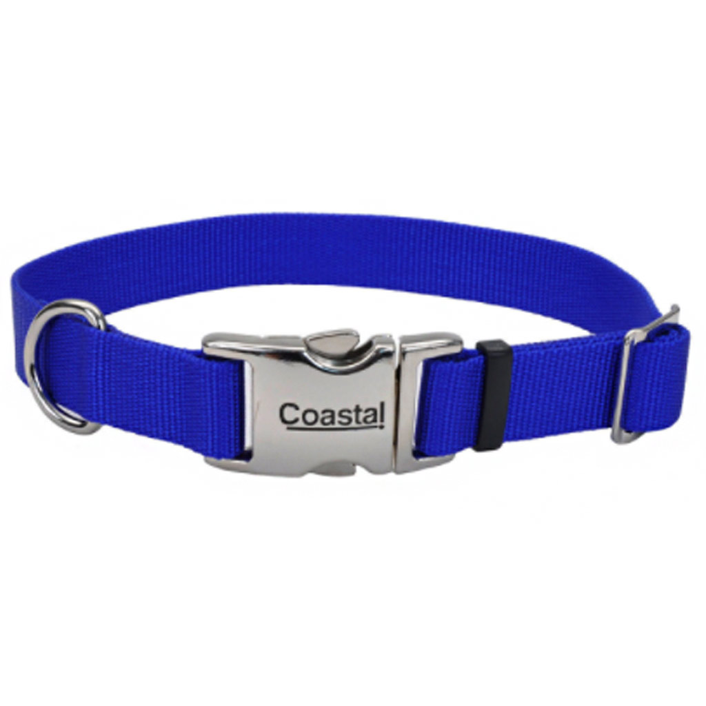 COASTAL ADJUSTABLE DOG COLLAR METAL BUCKLE BLUE 3/4&quot;X14-20&quot;