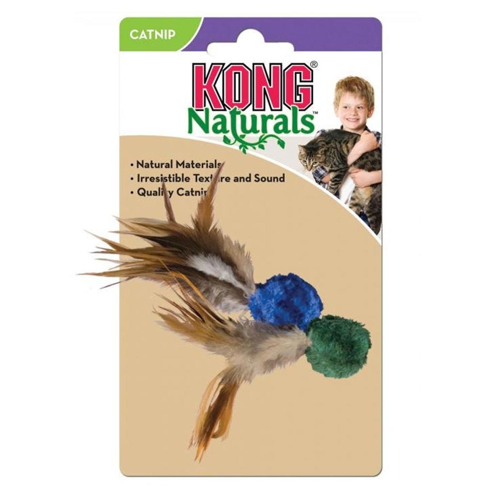 KONG CAT NATURAL CRINKLE BALL W/ FEATHER