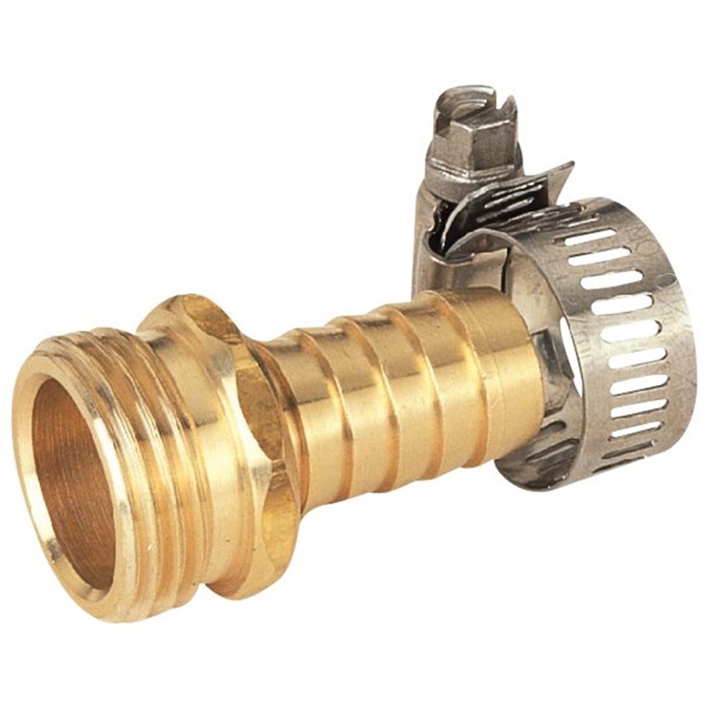 LANDSCAPERS SELECT HOSE COUPLING W/ CLAMP 5/8&quot; TO 3/4&quot; MALE BRASS GB958M3L