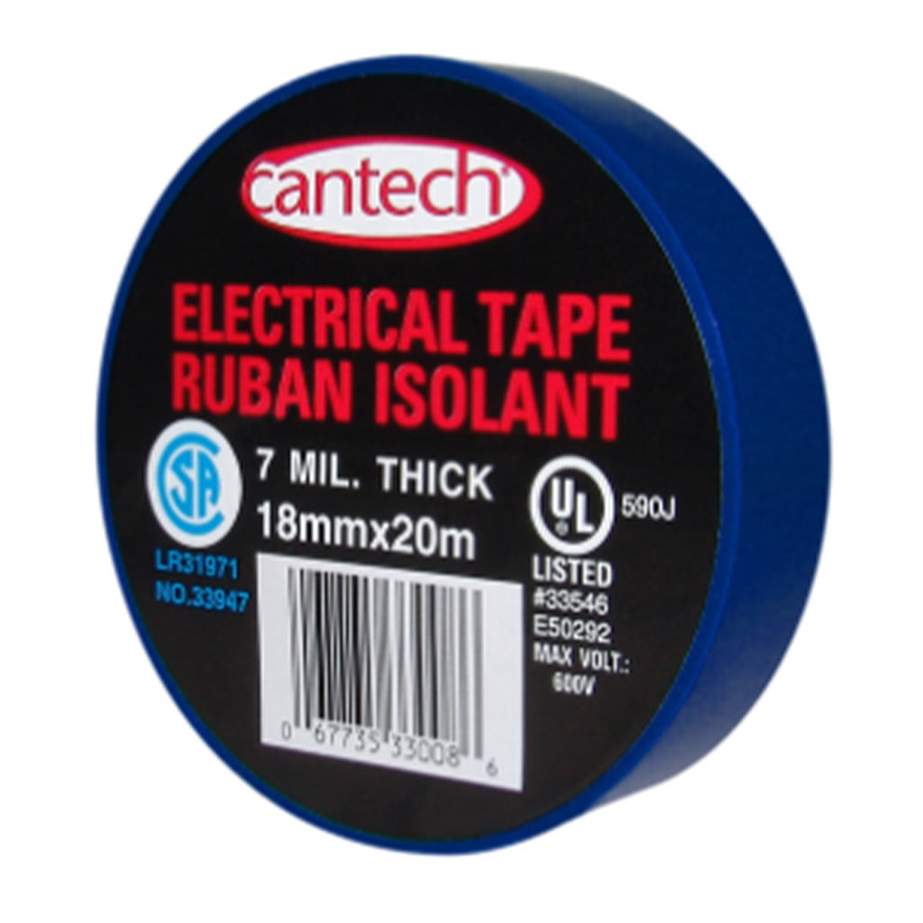 CANTECH ELECTRICAL TAPE BLUE, 20M L X 18MM W