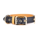 MY FAMILY HERMITAGE COLLAR LEATHER BLK &amp; OCHRE SM 27-31CM
