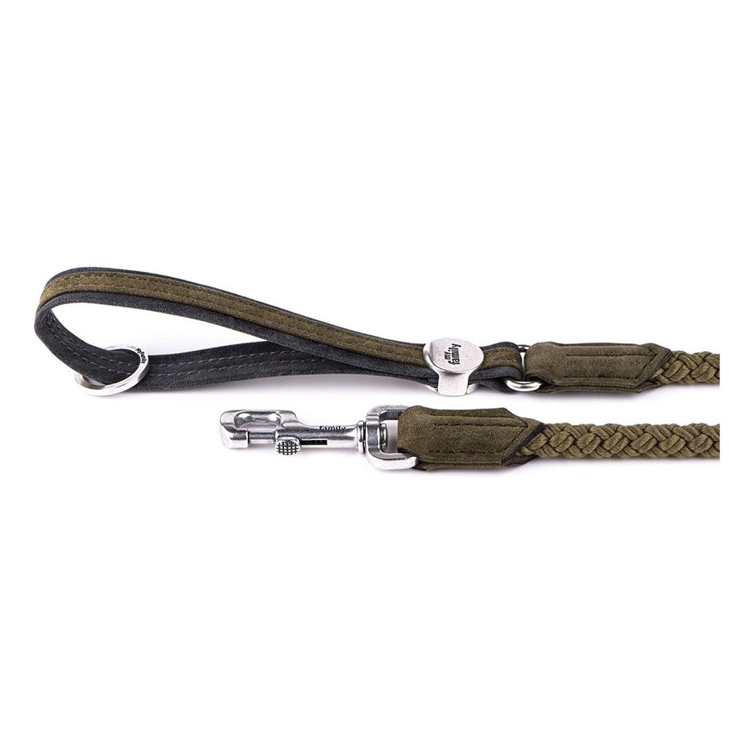 MY FAMILY LONDON ROPE LEASH FAUX LEATHER GRN &amp; BLK S