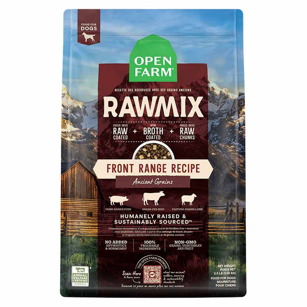 OPEN FARM DOG RAWMIX ANCIENT GRAIN FRONT RANGE RECIPE 3.5LB