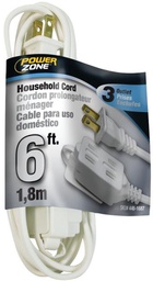 POWERZONE EXTENSION CORD INDOOR HOUSEHOLD 6FT 3 OUTLET WHITE