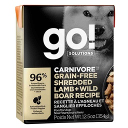 [10090978] GO DOG CARNIVORE GF SHREDDED LAMB WILD BOAR 12.5OZ