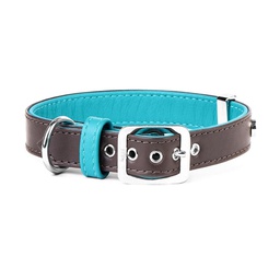 [10092896] MY FAMILY HERMITAGE COLLAR LEATHER BRN &amp; TURQ MED 35-41CM